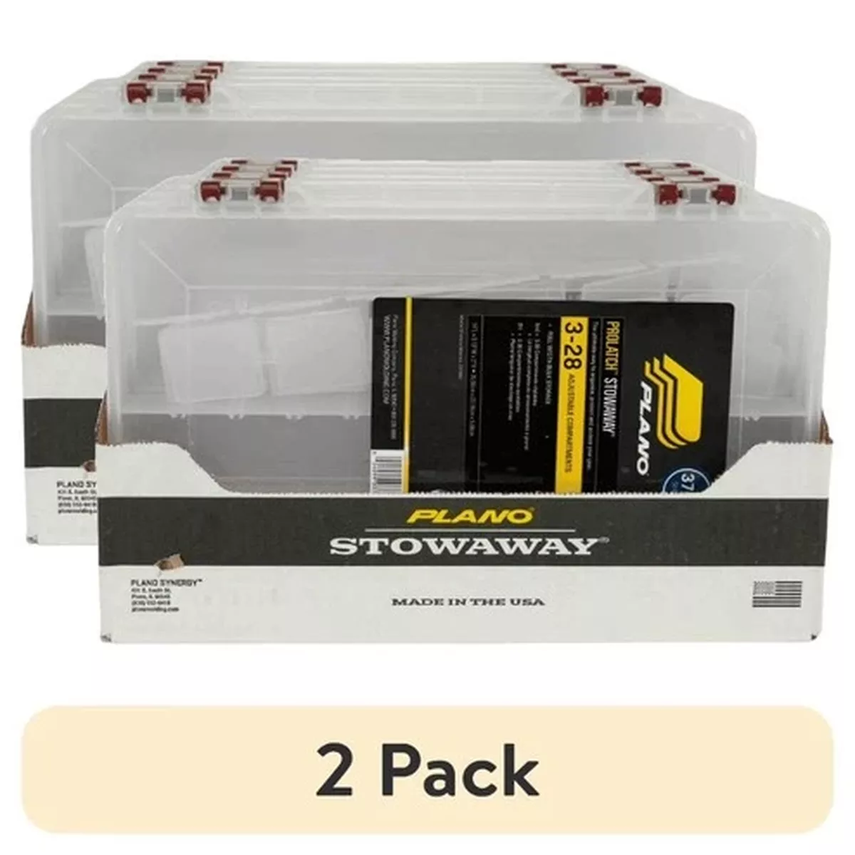 (2 pack) ProLatch Stowaway Large Clear Organizer Tackle Box, Large, Clear