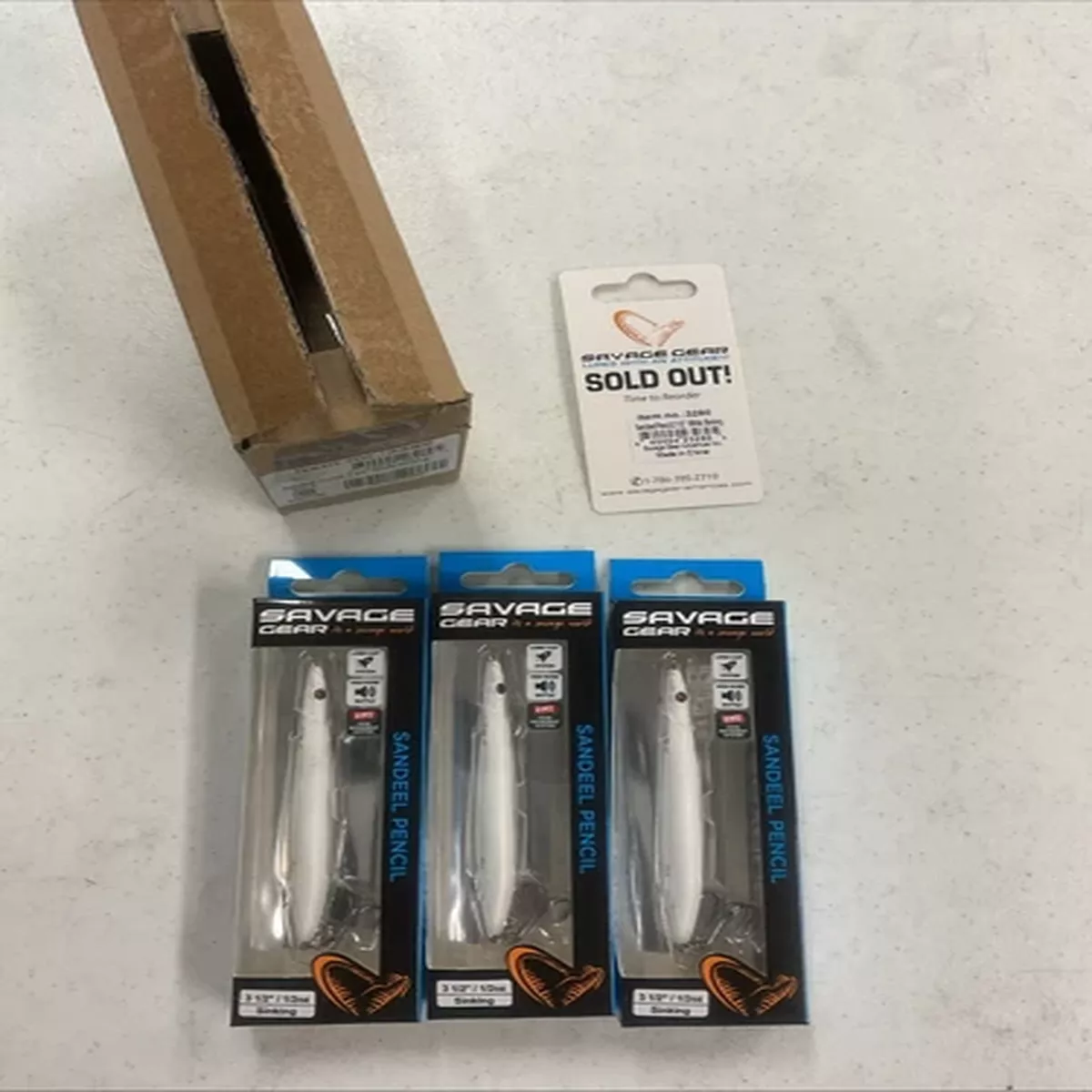(3) Savage Gear Sandeel 3 1/2 White Sinking Item#3280