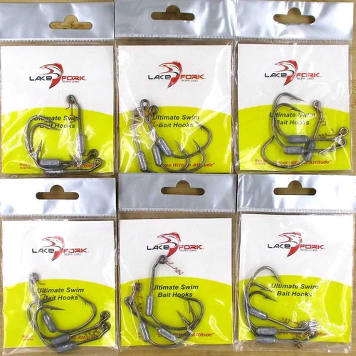 (6) Packs Lake Fork Weighted Swim Bait 5/0 Fish Hooks Brand New In Pack