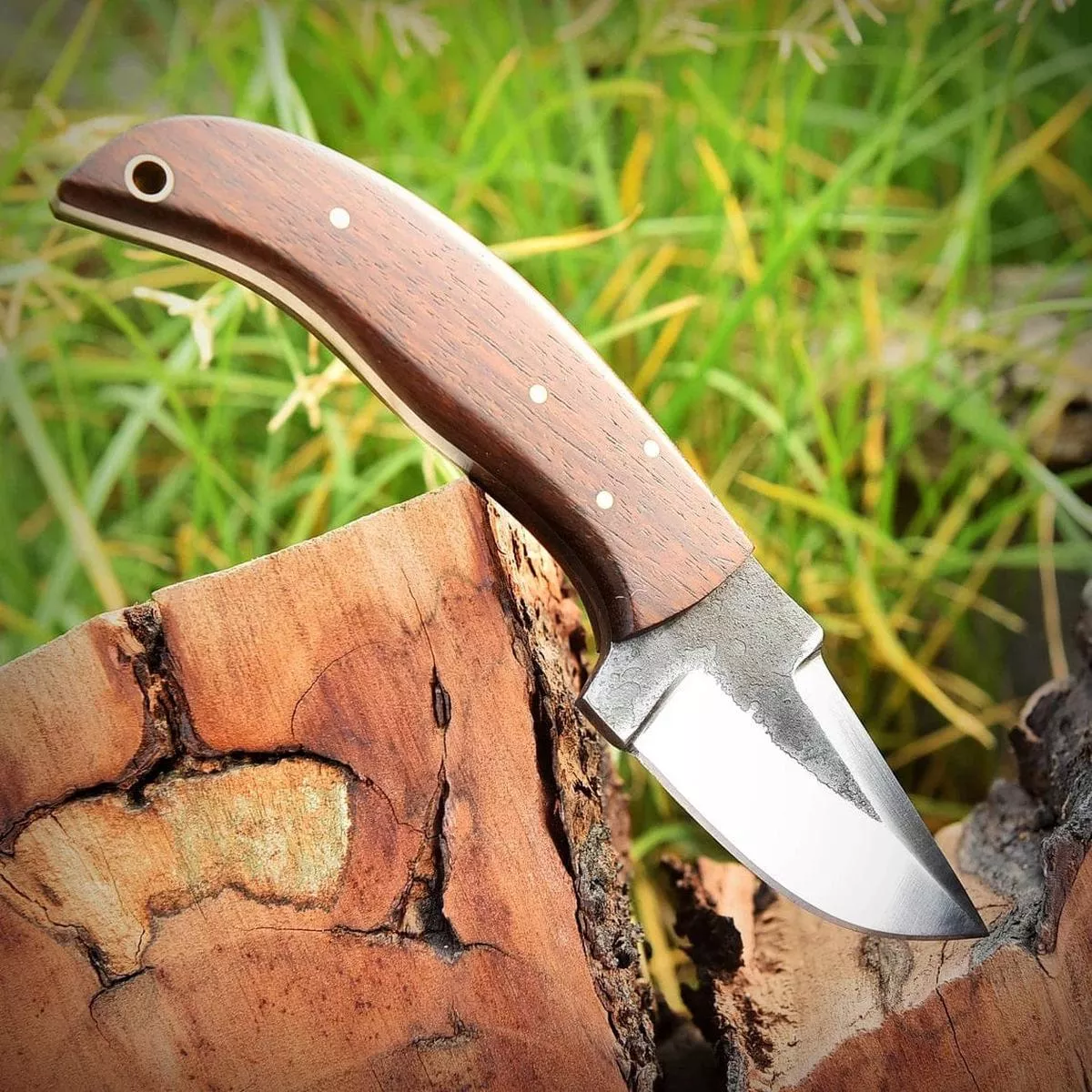 “Custom Handmade 1095 Forged Steel Skinning Knife | Rosewood Handle | 7 Inches | Leather Sheath | KBS Knives Store”