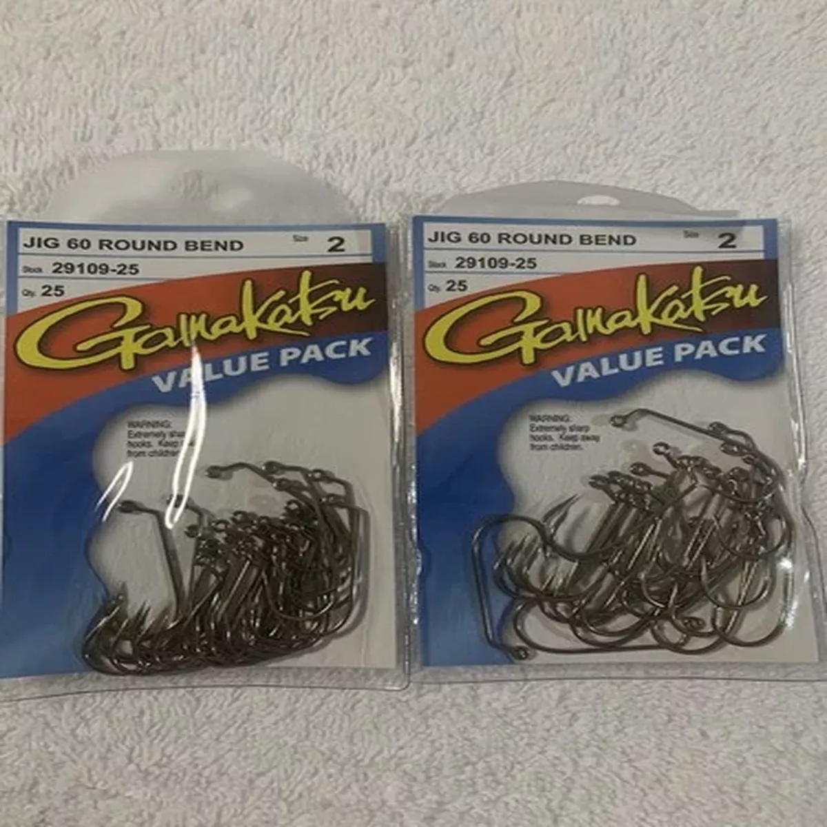 (LOT OF 2) GAMAKATSU 60 DEGREE ROUND BEND JIG 2.50 HOOKS TOTAL