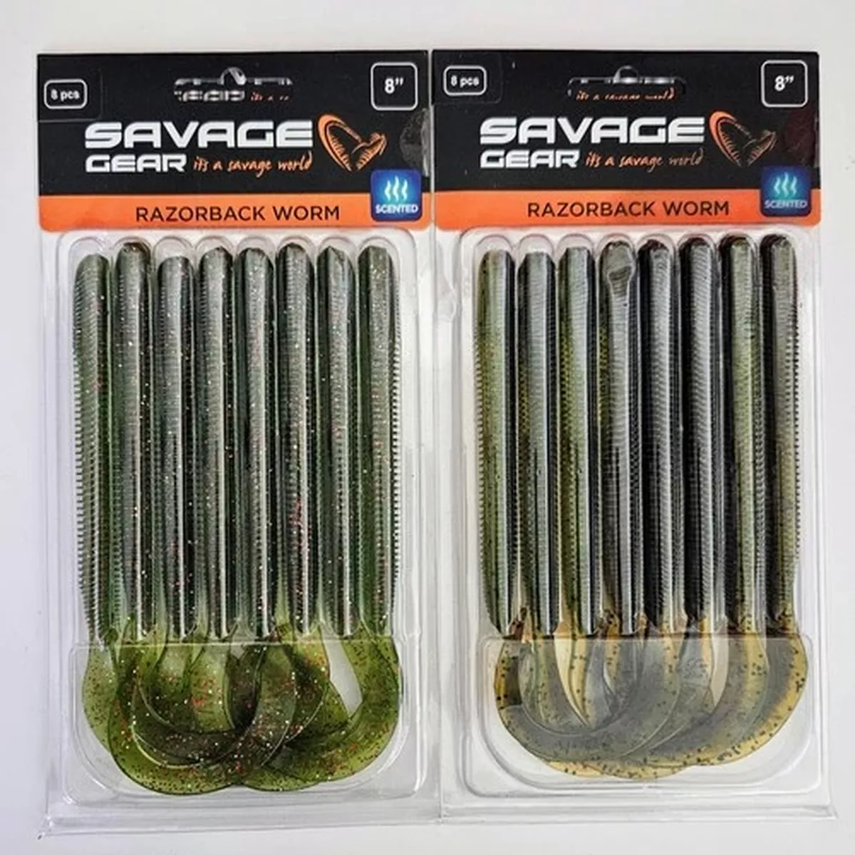 (Set of 2) Savage Gear Razorback Worm 8″ 2 Colors In Set (8 Count Each) New