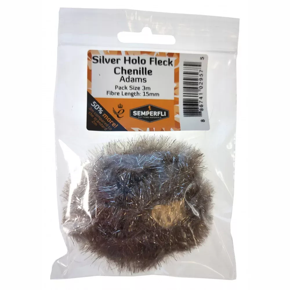 Silver Holographic Fleck Chenille